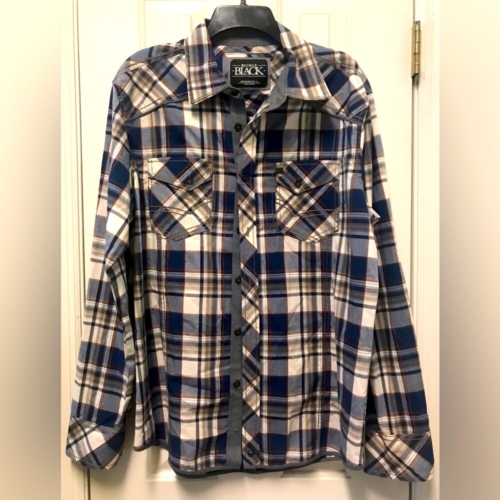 Mens Buckle Black Standard Fit Size L